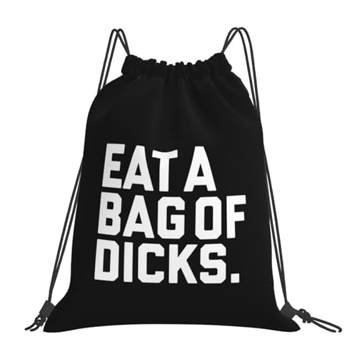 Eat A Bag of Dicks Drawstring Bags, Lightweight Gym Sack with Adjustable Cord, Water-Resistant Sports Backpack for Men Women, Travel, Yoga, College (Black)2