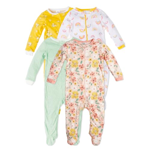Image of Gerber Baby Girls 4-Pack Sleep 'N Play Footie