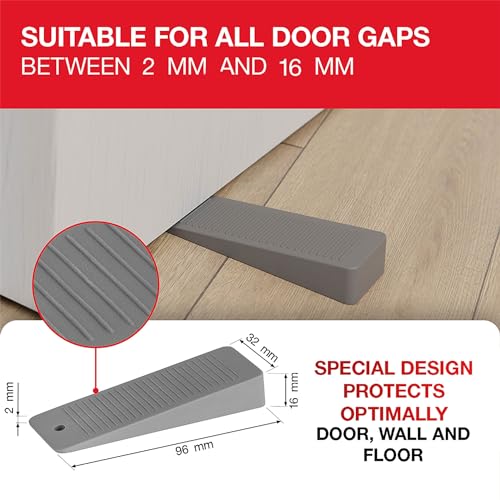 LouMaxx Door Wedge, Set of 3 Door Stopper Floor Grey, Non-Slip Rubber Door Wedge, Door Stopper Wedge, for All Floors - Image 3