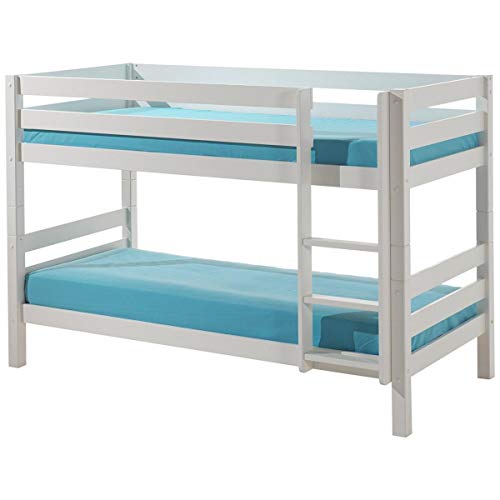 VIPACK PISBZG14 Etagen-Hochbett Pino, Maße 210 x 140 x 105 cm, Liegefläche 90 x 200 cm, Kiefer massiv weiß lackiert