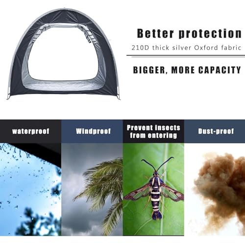 Carpa para bicicletas impermeable cobertizo conectable con doble puerta para exterior de casa 3