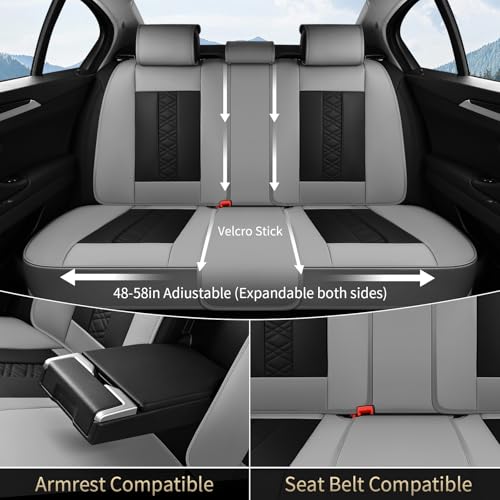 Image of FLORICH Seat Covers, Atomutive Car Seat Covers Full Sets, Waterproof Seat Cover for Cars, Luxury Leather Universal Seat Cover Accessories Fit for Most Cars SUV Truck Sedans(Grey)
