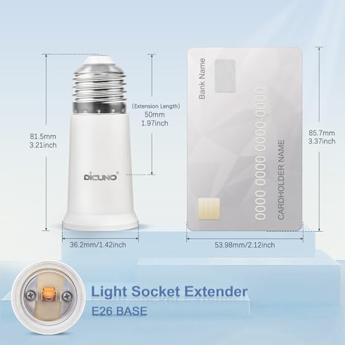 dicuno e26 socket extender e26 to e26 standard medium base lamp bulb socket adapter of 5cm197 inch extension max 200w light bulb extender 2 pcs