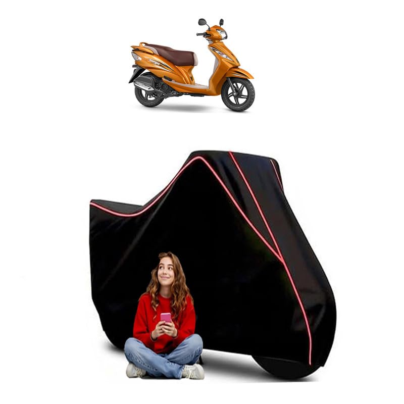 Image of Wego Drum BS6 Scooty Bike Cover Water Resistant Outdoor Use Universal Fit Scooters Motorcycles Heavy Duty UV Protection Dust Rain Scratch Resistant Elastic Bottom Black Blue Piping