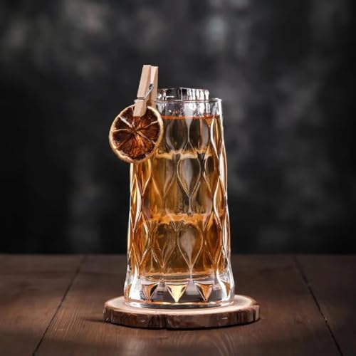 Image of Melbify Leaf Beer Glasses | Set of 12 | 350 ml | Long | Highball Glass | Tall | Beer Glass | Serving for Beer, Cocktail, Mocktail | Drinking Glass