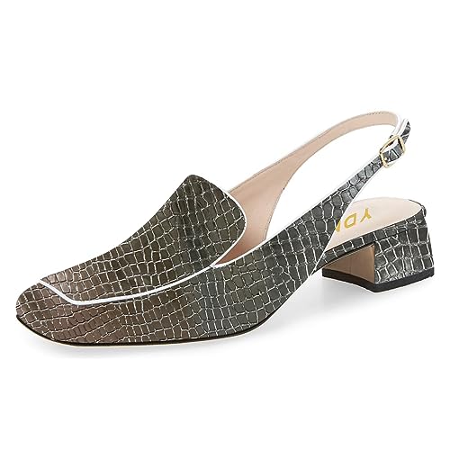 Image of YDN Women Closed Square Toe Block Low Heels Slingback Formal Loafer Dressy Shoes Office Lady Pump Size 4-15 US