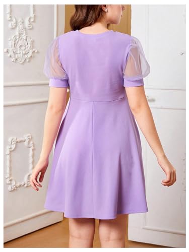 SweatyRocks Girl's Keyhole Puff Sleeve Dress Mesh High Waist A Line Party Dresses2