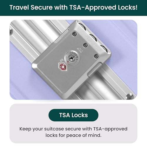Image of Nobl Travel Large Luggage, Noble Zipperless Aluminum Frame PC Hard Shell Checked Suitcase, 30.25 inchx20 inchx12 inch, Big Check-in Bag with 360 Spinner Wheels, TSA Locks, Interior Compression - Lavender
