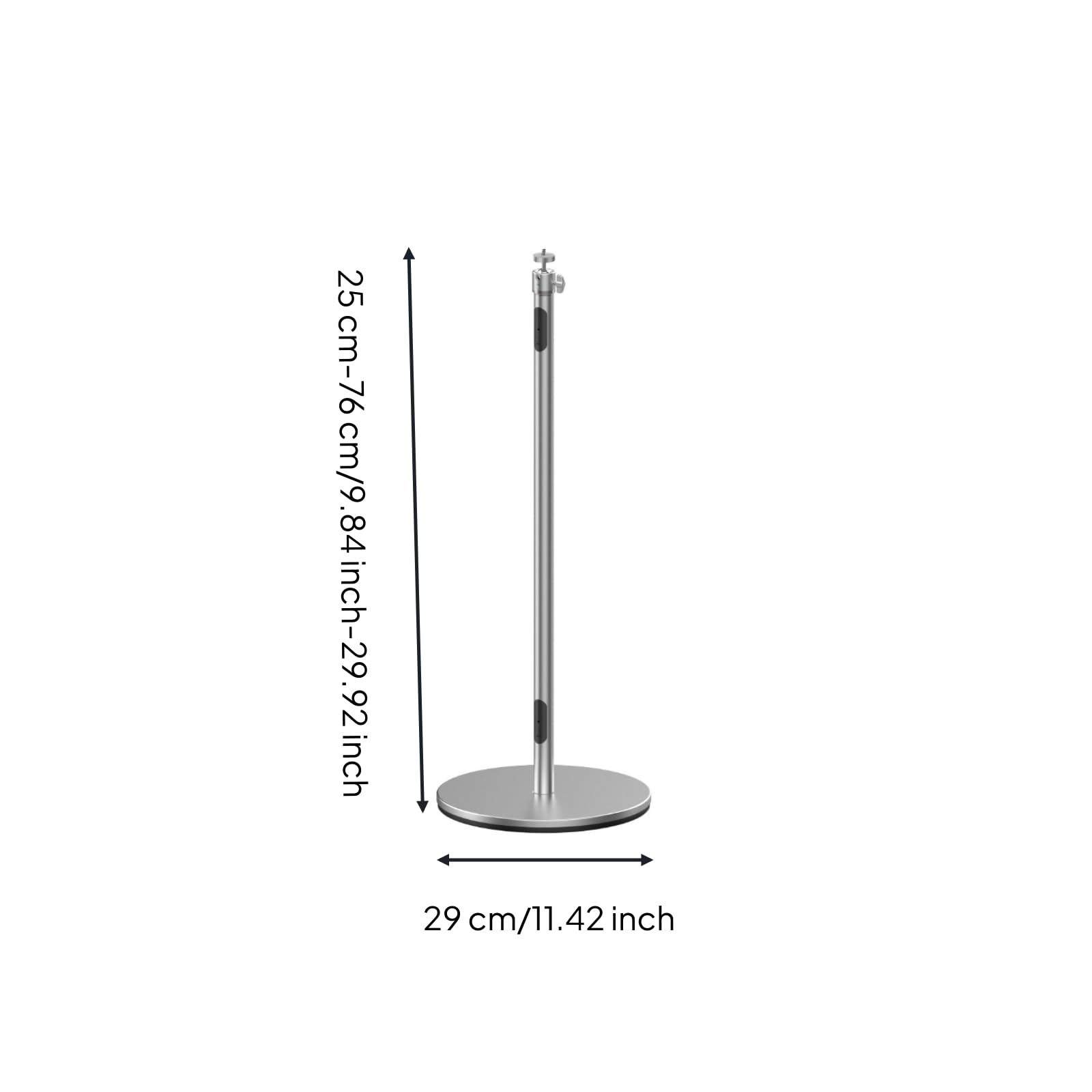 MagiDeal Support Stand Supporto Proiettore Pavimento Asta Telescopica con Inclinazione Fluida E Base Rotonda Compatta in Lega di Alluminio E Acciaio Adatto per, Argento, Altezza Regolabile 250-760