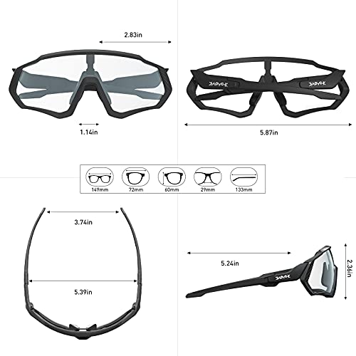 Image of KAPVOE Photochromic Cycling Glasses Men Women Mountain Bike Sunglasses Clear MTB Bicycle Riding - Pack of 1