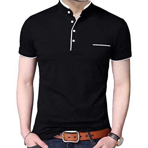 Image of Pixie Fashion Polycotton Mandarin Collar Half Sleeves Men's T-Shirts Combo (Pack of 3)