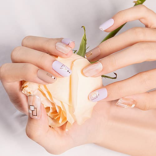 Angalaxy Geometric Nail Stickers Gorgeous Shine Shimmer 3D Diy Self Adhesive Colorful Manicure Nail Art Decals For Young Women Fashion Ladies Multiple Classy Luxury Designs To Choose #TOP2