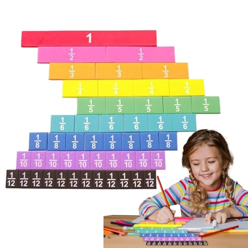 Genérico Baldosas de Fracciones Coloridas – Tiras Magnéticas de Fracciones, Baldosas Matemáticas de EVA Arcoíris, Ayuda Visual para Aprender Fraccione en Escuela y Casa