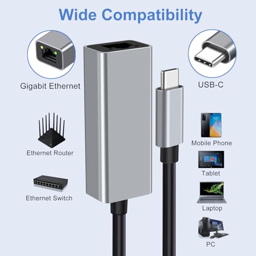 Adaptador USB-C a Ethernet para solucionar problemas de WiFi lento en Mac OS y Windows 2