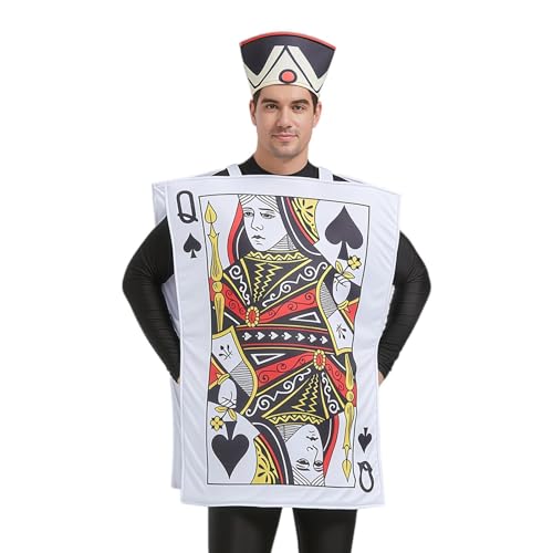 Costume de cartes et chapeau pour jeux de rôle avec sangle d'épaule fendue