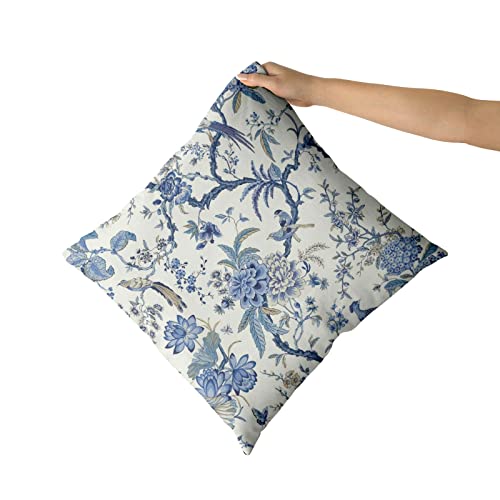 Chinoiserie Pillow Covers 20x20 Inch Blue and White Outdoor Pillows Blue Birds Flowers Throw Pillow Covers Cotton Square Cushion Cover Decor for Bedroom Couch Bed Living Room Sofa Chair Set of 2 by Sweetshow - Used condition - Image 3