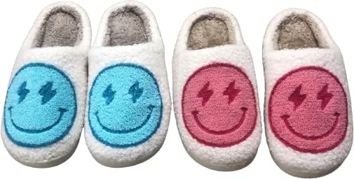 Cupiuysa Lightning Smiley Face Slippers Soft Warm Home Non-Slip Cute Shoes Indoor Outdoor Plush Shoes For Women And Men 39/40 | Image 1