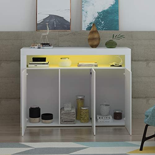 Sideboard Living Room Cupboard Unit Cabinet Buffet Sideboard Server Table Accent Sideboard LxDxH 51.18x13.78x37.4inch White