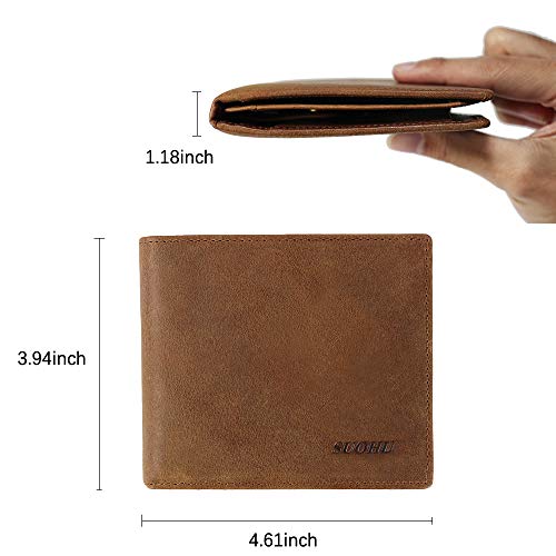 SUOHU Men's Leather Wallet Two-way Folding ID, Super Large Capacity Men's Leather Wallet Wallet Snap Buckle Belt Zipper Credit Card Holder4