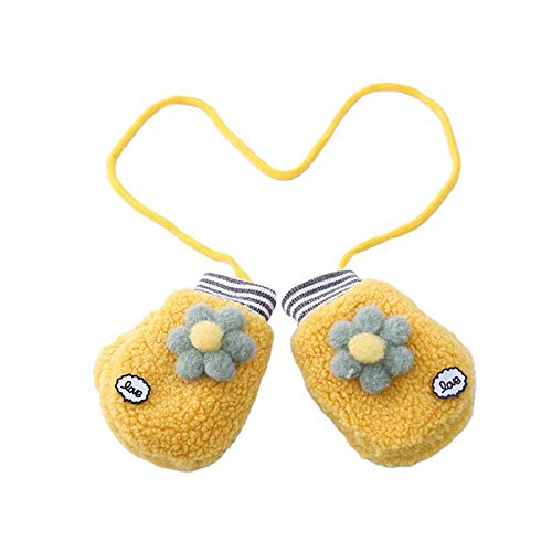 1-3 ans Bébé Hiver Gants en Tricot Unisexe Pour Enfant Hiver Tricoté Gants Chauds en Laine d'Agneau Mitaines Épais Doublé Thermique Plein Doigts Mitaines - Jaune - M Cover