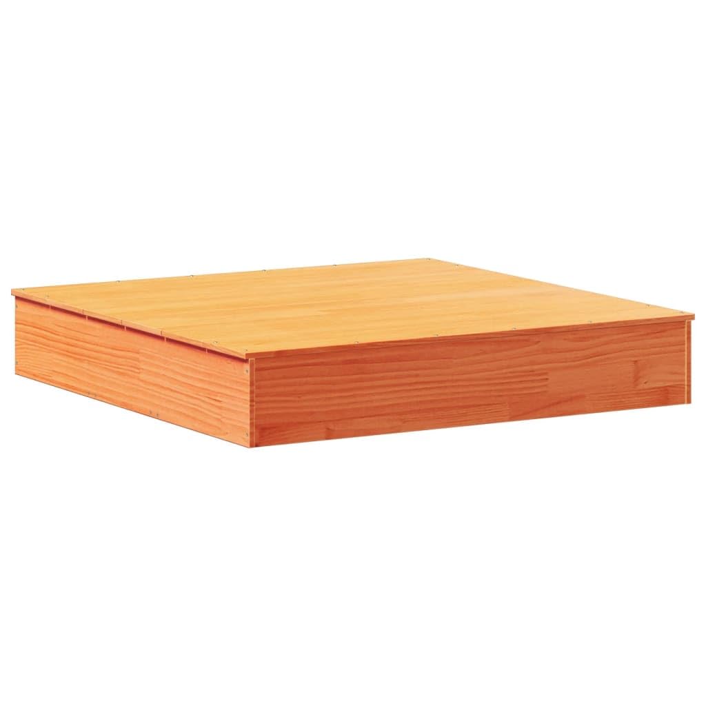 Wybór mebli - piaskownica z pokrywą wosk brązowy 111 x 111 x 19,5 cm lite drewno sosna