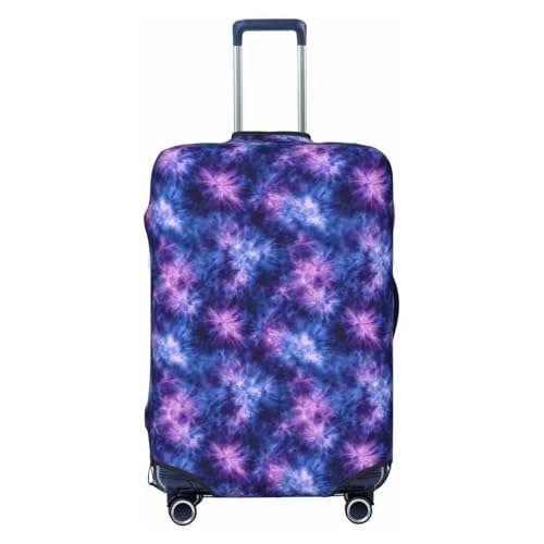 Abstract Blue Purple Tie-Dye Elastic Travel Luggage Covers Dustproof Scratch-Resistant Suitcase Protector Fit 22-24 Inch