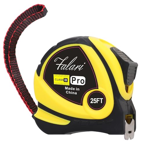 Tape Measure 25ft, Self-Locking, Retractable, Easy Read with Fractions 1/8