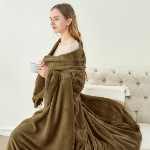 Image of BEDELITE Fleece Blanket Soft Lightweight & Warm Iced Coffee 60 inchx80 inch Throw