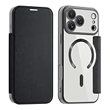 【REHOOF】iPhone 17 pro ケース 手帳型 magsafe対応 背面 透明 クリア 財布型 アイフォン 17 プロ ケース マグセーフ 手帳 ワイヤレス充電対応 カード入れ PU革 レザー スマホケース 軽量 薄型 防塵 耐衝撃 全面保護 スマホカバー（ブラック）