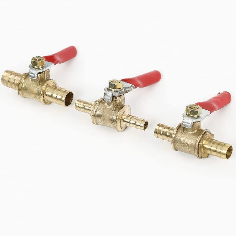 Conector de toque de manguera, Válvula en línea de espiga for manguera de 2 uds, accesorios de válvula de bola de corte de tuberías de agua, aceite, gas y combustible de latón de 6mm-12mm(Tu
