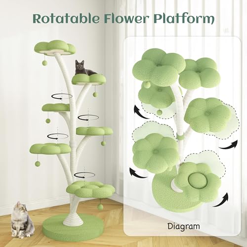 Árbol para gatos con forma de flor y rascador 71 pulg miniatura 5