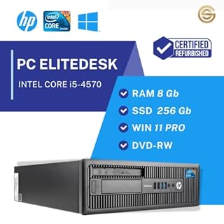 HP Elite Desk, Pc Desktop Pronto All'Uso, Computer Pc Fisso Intel i5, Ram 8Gb, SSD 256Gb, Pacchetto Office 2021, Windows 11 Pro (Ricondizionato)