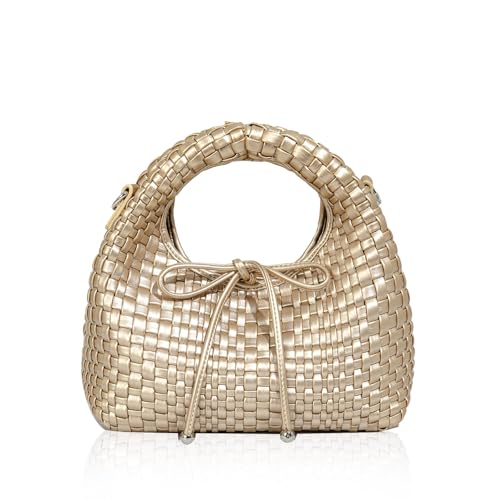 Image of JINMANXUE Fashion Mini Handbag For Women, Woven Tote Bucket Composite Bag Knitting Chain Bags, Crossbody Shoulder Purses