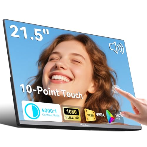 Image of Prechen 21.5 Inch Portable Touchscreen Monitor, 1080P Computer Touch Screen w /VESA Stand Touch PC Display, 75Hz, Multi-Touch Monitor, DC HDMI & USBC for Phones PC Phone Business,Black