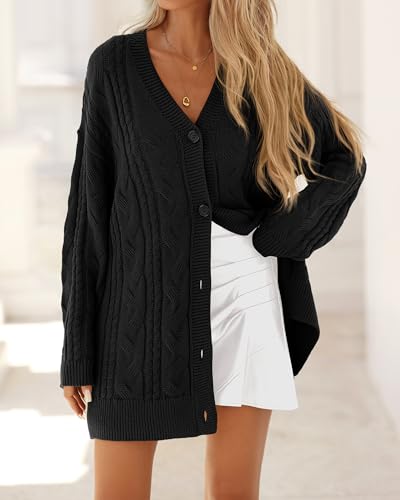 BTFBM Cable Knit Oversized Cardigan Sweaters for Women Trendy 2025 Fall Button Up Long Sleeve Winter Coat Cardigans2