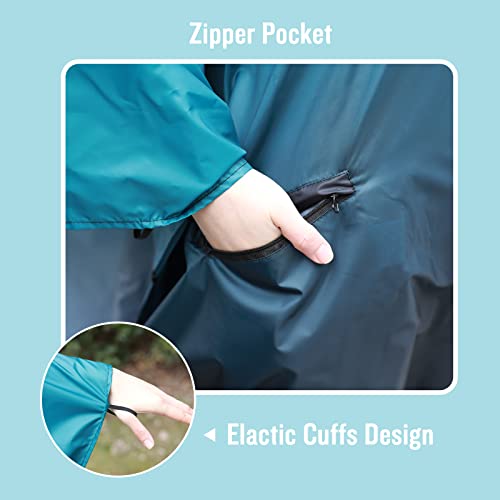Image of SaphiRose Adult Rain Poncho Waterproof Hooded Zipper Raincoat with Pockets | OEKO-TEX Certified 100% Polyester, Lightweight Packable Storage Pouch, Heat-Sealed Seams, Quick-Dry for Outdoor Hiking