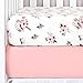 TILLYOU Printed Floral Crib Sheets Set, 100% Egyptian Cotton Toddler Sheet Set for Baby Girls, Soft Breathable Hypoallergenic, 28"x52", 2 Pack Floral & Pink