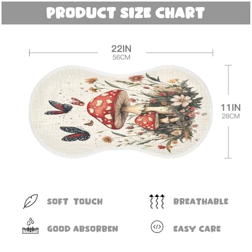 JUZIHAI 4Pack Vintage Mushrooms Baby Burp Cloths Soft Cotton Burp Rags,Super Absorbent Burp Cloth Bag for Newborn Baby Boys/Girls4