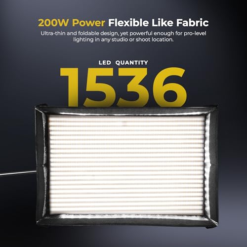 Image of Digitek(DFFL 6090) 200W Bi-Color Flexible Fabric LED Video Light with Remote & App Control, 1536 LEDs, 2700K-6500K±200K, 0-100% Dimming, 120 Beam Angle, 18000LM, Includes X Bracket, Diffuser