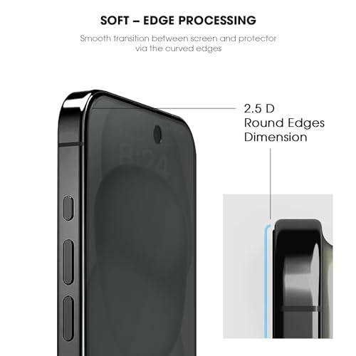 Image of GRIPP Matte Privacy Tempered Glass Screen Protector for iPhone 15 (6.1 inch), Anti-Glare, Anti-Spy Protection, 2.5D Round Edges, Scratch-Resistant, 9H Hardness, Bubble Free