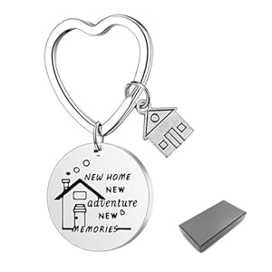 Sleutelhanger, huishanger, met geschenkdoos, sleutelhanger van roestvrij staal, cadeau voor het eerste huis, housewarming cadeau