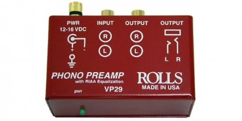 Rolls VP29 Phono Preamp with 2 RCA Male to 2 RCA Male Dual Audio Cable -3'