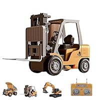 Premium Alloy Mini Rc Construction Set– Forklift, Excavator & Dump Truck, Mini Rc Excavator and Dump Truck for Kids & Adults (Gold - C)