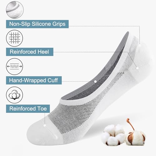 Caldodo Sneaker Socken Herren 43-46 Füßlinge 8Paar, Sneakersocken Baumwolle Herrensocken Atmungsaktiv, No Show Socken Unsichtbar im Schuh, Weiß 2