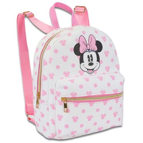 Minnie Mouse Mini Backpack for Girls - 10” Faux Leather Minnie Mouse Backpack with Front Pocket Plus Bottle | Minnie Mouse Backpack Bundle2