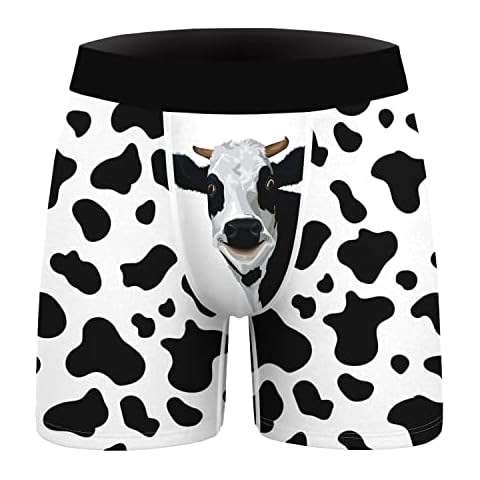 Ainuno Mens Underwear Blue Boxer Briefs Funny Boxers for Men Novelty Gag Gifs Men Christmas Boxers lepard Underpants Breathable Sexy Valentine Underwear Cow Boxers No Fly No Pouch Ugly Xmas Gifts Cover
