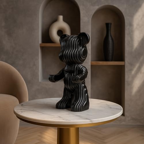 Image of Xtore Modern Abstract Black Bear Figurine | Resin Home Decor Accent | Contemporary Art Piece | Unique Decor for Living Room, Office, or Shelf | Creative Gift Idea (Black)
