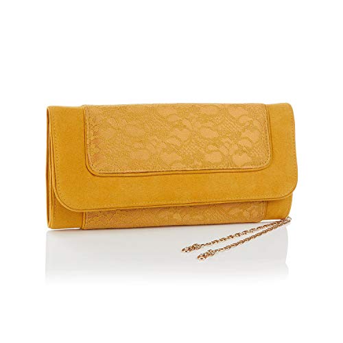 Pochette en dentelle Tirana femme ocre petit format sac de soirée chic et habillé