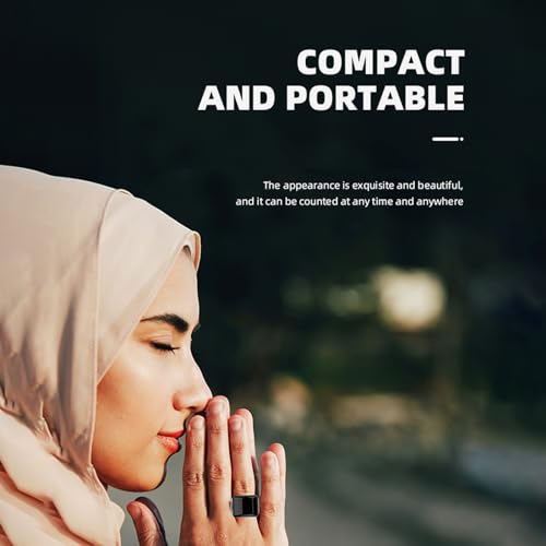 Tasbih Zikr Ring for Muslims,Smart Tasbih Zikr Counter Ring Prayer Timing Reminder with Battery Charging Case APP Support and OLED Screen Waterproof and Digital for Muslims4