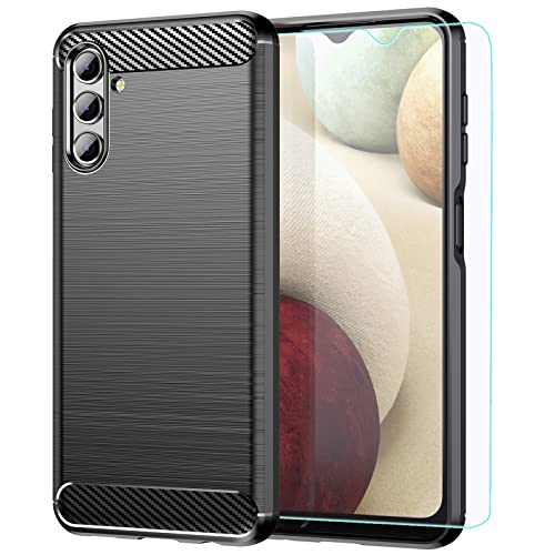 Samsung A13 5G case,Galaxy A13 5G case,with HD Screen Protector,M MAIKEZI Fashion Shock-Absorption Flexible TPU Bumper Soft Rubber Protective Case Cove for Samsung Galaxy A13 5G (Black Brushed TPU)